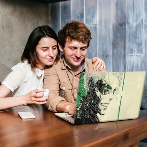 Universal Laptop Skin Sticker Decal, Compatible with MacBook HP Dell Lenovo 12"-15.6", Reusable Vinyl Notebook Cover 3PCS Set, High-Recognition Film-Cyberpunk Android Man - color: Cyberpunk Android Man