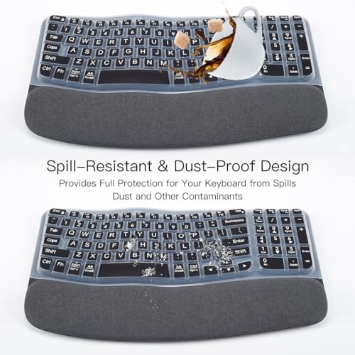 Large Print Keyboard Cover for Logitech Wave Keys MK670 Combo Keyboard Skin, Logitech Wave Keys Wireless Ergonomic Keyboard Cover Protector Skin, Logitechs Waves Key Accessories, Black - color: Black-Large Print