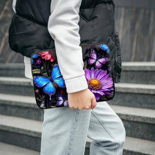 Laptop Sleeve with Handle 12 Inch, Waterproof Laptop Case Bag, Butterfly Flowers Pattern Design Computer Sleeve Compatible with MacBook Air, Pro, HP, Dell, Lenovo, ASUS - color: Butterfly Flowers, size: 12inch(11.6-12.3")