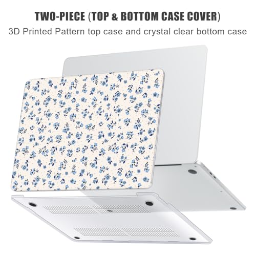 YSCLBAHUK for MacBook Air 15 inch Case 2026-2023 Release M5 A3448 M4 A3241 M3 A3114 M2 A2941 Liquid Retina Display, Hard Shell Case with Keyboard Cover+Screen Film+Trackpad Film, Blue Flower - color: Blue Flower