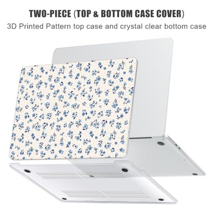 YSCLBAHUK for MacBook Air 15 inch Case 2026-2023 Release M5 A3448 M4 A3241 M3 A3114 M2 A2941 Liquid Retina Display, Hard Shell Case with Keyboard Cover+Screen Film+Trackpad Film, Blue Flower - color: Blue Flower