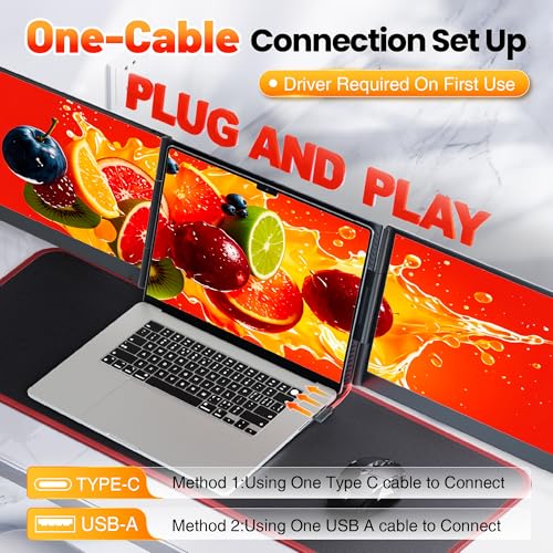 Laptop Screen Extender Triple Monitor, 15.6" FHD 1080P USB-C One Cable Plug n Play Portable Monitor for Laptops 13-17", 0.16" Ultra-Slim Travel Monitor for Mac/Win/Android (Driver Required) - color: Grey 15.6”