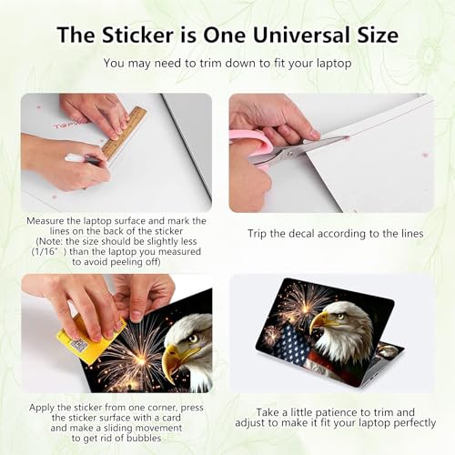 Laptop Skin Sticker Decal, Universal Reusable Vinyl Laptop Cover for 12" 13" 13.3" 14" 15" 15.4" 15.6" Notebook PC, Reusable Waterproof Scratch-Resistant with 2 Wrist Pads,American Flag Eagle - color: American Flag Eagle