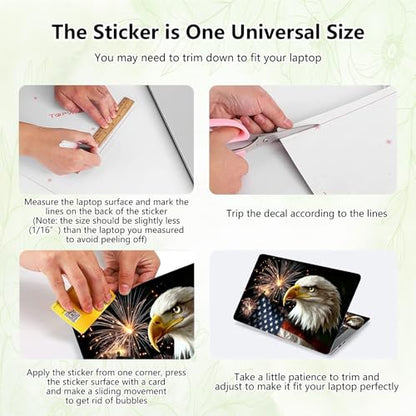 Laptop Skin Sticker Decal, Universal Reusable Vinyl Laptop Cover for 12" 13" 13.3" 14" 15" 15.4" 15.6" Notebook PC, Reusable Waterproof Scratch-Resistant with 2 Wrist Pads,American Flag Eagle - color: American Flag Eagle