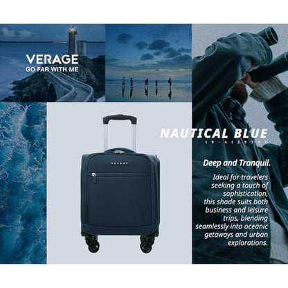 Verage Underseat Carry On Luggage with Wheels, 14.5-Inch Spinner Small Suitcase, Softside Lightweight Travel Bag for Men and Women, Airplane Carry On Bag, Nautical Blue - color: Retro blue, size: Basic Underseat