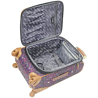 Steve Madden Designer Luggage Collection - Lightweight Softside Expandable Suitcase for Men & Women - Durable 20 Inch Carry On Bag with 4-Rolling Spinner Wheels (Dark Purple) - color: Dark Purple, size: 20 inches