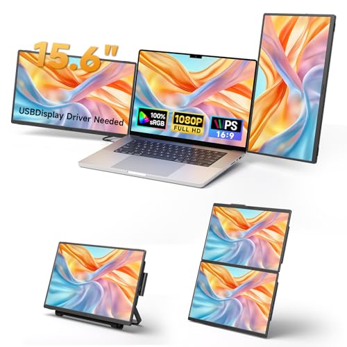 JSAUX FlipGo Horizon Pro Laptop Screen Extender 15.6 Inch | Dual Screen Monitor, Patented Snap-Lock Technology, 1080P FHD IPS, Compatible with Windows/macOS/MacBook
