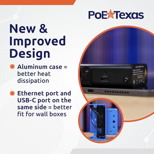 PoE Texas PoE+ to USB-C Splitter - PoE+ Splitter USB-C 25W Power Delivery for iPad, Tablet, Google Nest Cam - Convert PoE to 5V, 9V, 12V, 15V or 20V - size: 25w Power Only