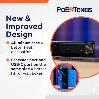 PoE Texas PoE+ to USB-C Splitter - PoE+ Splitter USB-C 25W Power Delivery for iPad, Tablet, Google Nest Cam - Convert PoE to 5V, 9V, 12V, 15V or 20V - size: 25w Power Only