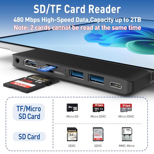 Surface Pro 12 Docking Station, Surface Pro 12 Accessories with 4K HDMI, Thunerbolt 4 Hub (4K@60Hz Display+ 40Gbps Data+ 100W Charging), 2 USB3.0, SD/TF, 3.5mm Audio for Surface Pro 12 inch 2025 - color: For Surface Pro 12