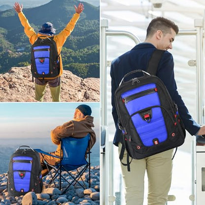 Z-MGKISS Gaming Laptop Travel Backpack Fits 18.4"-19" Laptops, Extra Large TSA Carry On Bag, Long-Term Durability College Business Work Mens Backpack, Water Resistant Rucksack Bag, Blue - color: Blue, size: 18.4 Inch (22''x15''x12'')