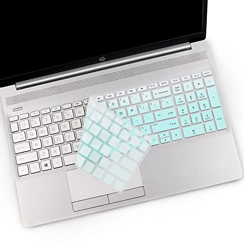 2PCS Keyboard Cover for HP Laptop 15.6 15-dw 15-dy 15-ef 15-da/db 15t-dy200 15t-dw300 15-dy2703dx, 17.3 HP Laptop 17-by 17t-by500 17-by4061nr by1053dx, Envy x360 15m-dr/ds 17-bs/bw,Spectre x360 15-EB - color: MintGreen+Clear