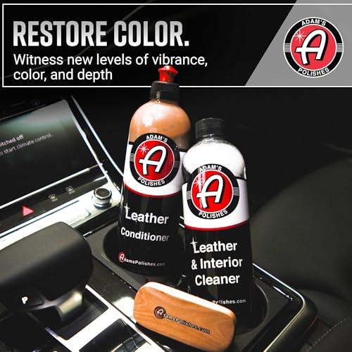 Adam's Polishes Leather Care Kit - Leather Cleaner & Conditioner Car Cleaning Supplies | UV Protection for Interior Accessories Steering Wheel Seat Dash Vinyl Shoe Polish Jacket