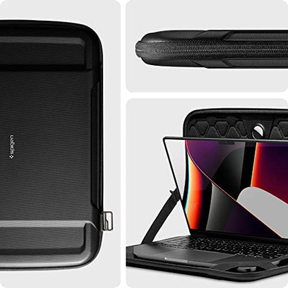 Spigen Rugged Armor Hard Shell Laptop Sleeve Pouch Compatible with 13-inch New MacBook Neo/Air M5 (2026), M4/A3240 2025, M3/A3113, M2/A2681 M1/A2337 A2179 A1932 M2/M1 A2338,13-14 inch laptops - Black - size: 14 Inch