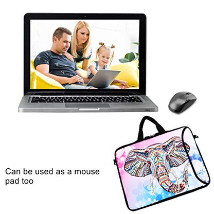 Violet Mist 14 Inch Laptop Shoulder Bag Carrying Case Laptop Sleeve 15 15.4 15.6 Inch Computer Messenger Bag Neoprene Zipper Waterproof Protective Tablet Handbag Handle Strap, Boho Elephant - color: Pink Elephant, size: For 14"15"-15.6"