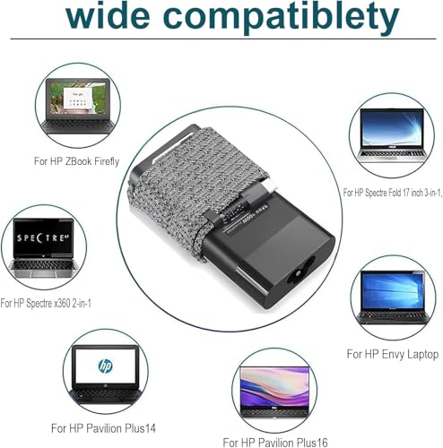 USB-C Laptop Charger 100W Compatible with HP EliteBook 800/1040/G1i/G1a X360 Series, Pavilion Plus14 14-ew,1010nr16 16-ab0000, ZBookFirefly/14/16G11,TPN-LA31,ProBook440/450G10,OmniBook7 16-ay0087nr