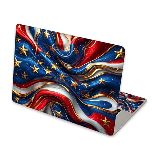 Universal Laptop Skin Sticker for 12/13/14/15.6 Inch Laptops, Reusable Vinyl Laptop Decal Cover, Waterproof Scratch Resistant Notebook Skin with 2 Wrist Pads,Gilded National Flag - color: Gilded National Flag
