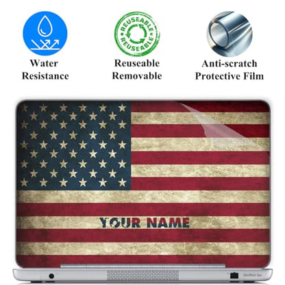 Meffort Inc Personalized Laptop Skin Sticker Cover Art Decal with Wrist Pad, Customize Your Text (12-12.5 Inch, USA Flag) - color: Usa Flag, size: 12 - 12.5 Inch