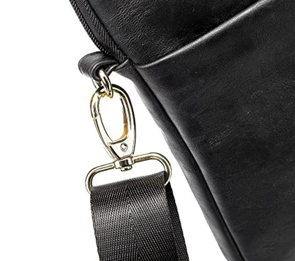 Kinmac 360° Protective Waterproof PU Leather Laptop Shoulder Messenger Sleeve Briefcase case Bag (13 inch-14 inch, Black PU) - color: Black Pu, size: 13 inch-14 inch
