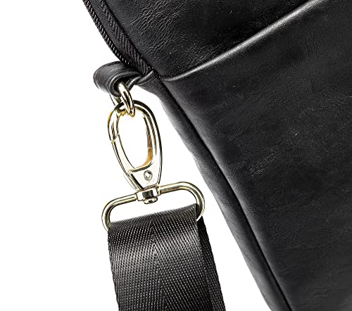 Kinmac 360° Protective Waterproof PU Leather Laptop Shoulder Messenger Sleeve Briefcase case Bag (13 inch-14 inch, Black PU) - color: Black Pu, size: 13 inch-14 inch