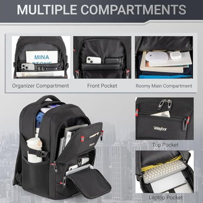 40L Expandable Laptop Backpack, Anti-thief Travel Backpack, Airline Approved Business Waterproof Carry on Luggage, Fits 15.6" Laptop for Men Women - color: Black, size: 15.6 inches