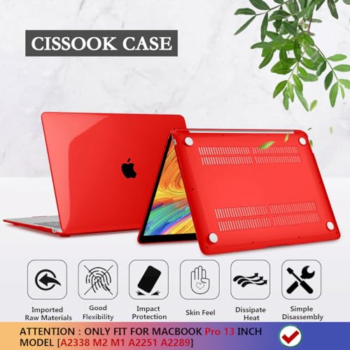 CISSOOK Clear Red Case for MacBook Pro 13 Inch 2025-2020 Release | 4in1 Set Hard Shell Case with Keyboard Cover +Screen Protector for MacBook Pro 13 M2 A2338 M1 A2251 A2289 -Clear Red - color: Clear Red