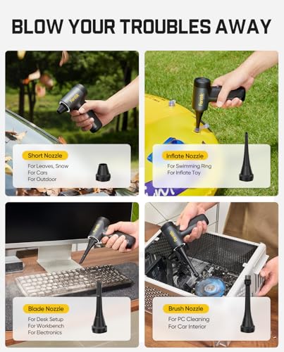 Fanttik B10 Pro Electric Air Duster (Grey) | 110,000RPM Brushless Motor, One-Tap Booster, 3-Speed Adjustable Control for PC, Keyboard & Electronics - color: Grey