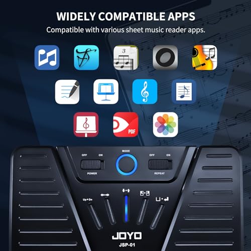 JOYO Wireless Page Turner Pedal Bluetooth Foot Switch for iPad/Tablet/Phone Works with forScore/OnSong, 5 Modes & 60H Battery with LED Indicator, Silent Non-Slip Design for Sheet Music (SP-01)