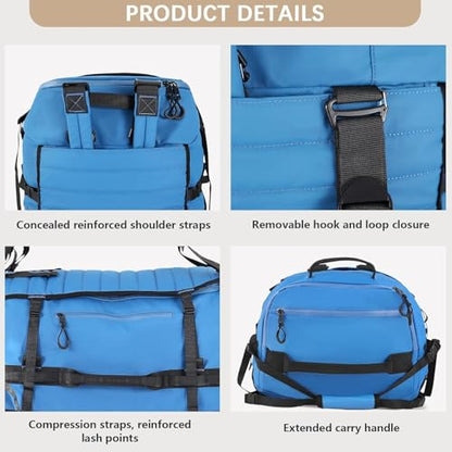 Rolling Duffle Bag with Wheels,86L 30”Carry on Luggage with Wheels,Folding Travel Bag,Duffle Backpack with Separate Shoe Compartment (Blue) - color: Blue