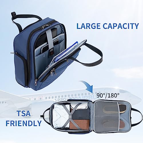VANKEAN Carry On Underseat 16-inch Multi-functional Underseater Lightweight Overnight Suitcase with Wheels Roller Case for Women Men Travel Business, Haze Blue - color: Haze Blue