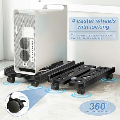 Pc Stand for Floor, Adjustable Computer Tower Stand for Carpet,Mobile CPU Stand with 4 Rolling Caster Wheels, PC Tower Stand Fits Most PC Under Desk-D-Black - color: D-Black
