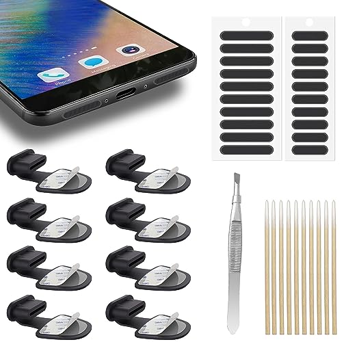 USB C Port Dust Plugs, Anti Lost USB C Anti Dust Cover Caps, Silicone Type-C Anti Dust Plugs, Dust Cover Cap for iPhone 17 16 15 USB Type C Charging Port, Phone Dust Cap with Speaker Mesh, Dust Plug