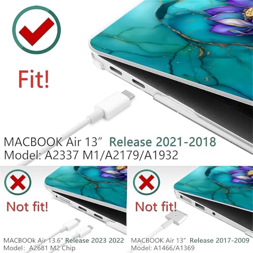 for MacBook Pro 13 Inch Release 2013-2015 Model A1425/A1502 Clear Computer Case,Hardshell Laptop Case Marble Textured Lotus Flower - color: Marble Textured Lotus Flower, size: A1425/A1502(13 inch)-Clear