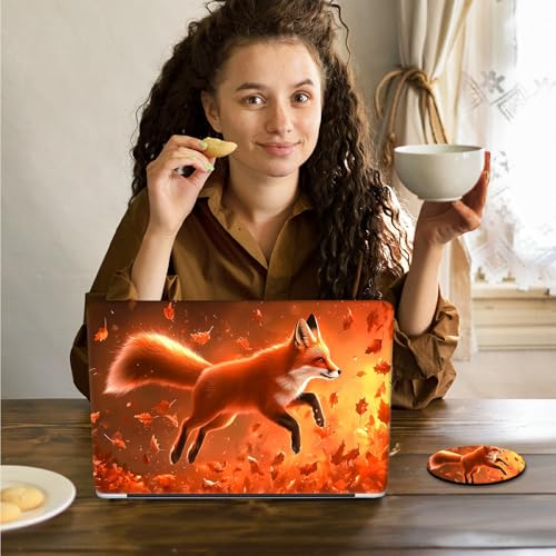 Laptop Skin Sticker Decal 15.6 Inch,12 13 13.3 14 15 15.6 in Laptop Netbook Skins for Notebook,Art Decal Removable Waterproof Scratch Resistant,Universal Vinyl Cover,Autumn Fox Red - color: Autumn Fox Red