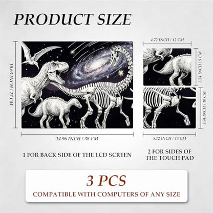 DEGDFSGR 12.1-15.6 Inch Universal Reusable Laptop Skin Sticker Decal, Waterproof Removable Protector for Notebook Cover, Scratch-Resistant Vinyl Cuttable Full Wrap Sticker, Dinosaurs in Space - color: Dinosaurs In Space