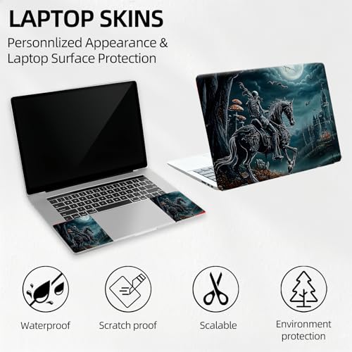 Ghost Rider Knight on Horse Dark Moon Universal Laptop Skin Sticker 3PCS,Protective Decal Trim-to-Fit 11.6" 13.3" 14" 15.6" Laptop Vinyl Cover,Removable Anti-Scratch Computer Decal Protector - color: Ghost Rider Knight on Horse Dark Moon