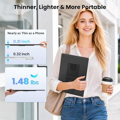 16.1" Portable Monitor for Laptop - 1200P FHD, Ultra-Thin Laptop Screen Extender Horizontal Vertical with 360° Rotating Detachable Stand, Plug & Play, Dual Travel Monitor for Laptop Wins Mac Chrome