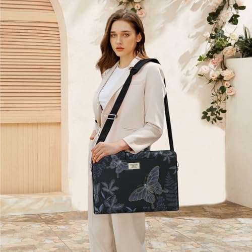 MOSISO Laptop Bag for Women, 15.6 inch Computer Bag Compatible with MacBook, HP, Dell, Lenovo, Asus, Notebook, 15-15.6 inch Laptop Messenger Shoulder Sleeve with Strap, Golden Line Butterfly