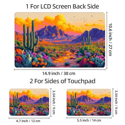 Universal Laptop Skin Sticker Decal, 12"-15.6" Aesthetic Vinyl Wrap | Desert Cacti Wildflowers Sunset Waterproof Notebook Cover Art Protector for MacBook HP Dell Lenovo, Fits 13" 14" 15" 15.6" - color: Desert Cacti Wildflowers Sunset