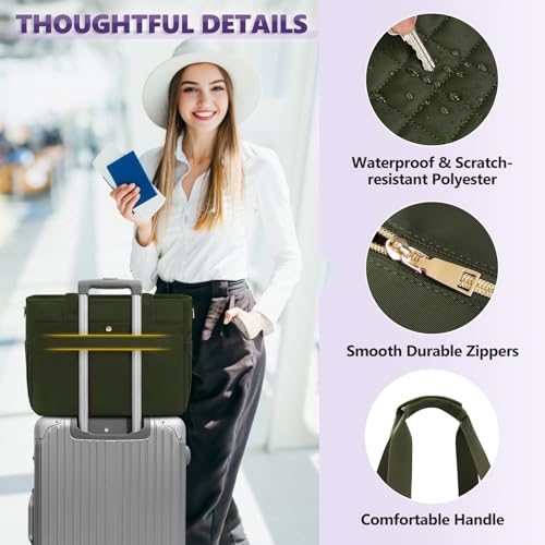 SDYSM Teacher Tote Bag 15.6 inch Laptop Bag Work Bags for Women Nurse Tote Professional Computer Messenger Shoulder Bags Laptop Briefcase for Office, College, Nursing, Olive Green - color: Olive Green
