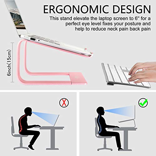 Urmust Laptop Stand for Desk - Ergonomic Computer Stand Riser Holder for MacBook Air Pro, Dell, HP, Lenovo, Samsung, Alienware Laptops 11-15.6" (Pink, Up to 15.6" Laptop) - color: D-Rose Gold
