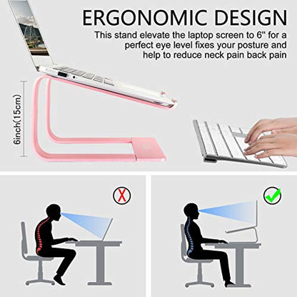 Urmust Laptop Stand for Desk - Ergonomic Computer Stand Riser Holder for MacBook Air Pro, Dell, HP, Lenovo, Samsung, Alienware Laptops 11-15.6" (Pink, Up to 15.6" Laptop) - color: D-Rose Gold