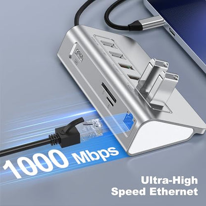 10-in-1 USB C Hub with Ethernet, 4K@60Hz HDMI, 10Gbps USB-C/USB-A, PD 100W, SD/TF, P9R PRO Docking Station for MacBook Pro/Air M1-M5, iPhone 17/16/15, iPad Pro, Windows - color: Silver Grey, size: 1.64ft