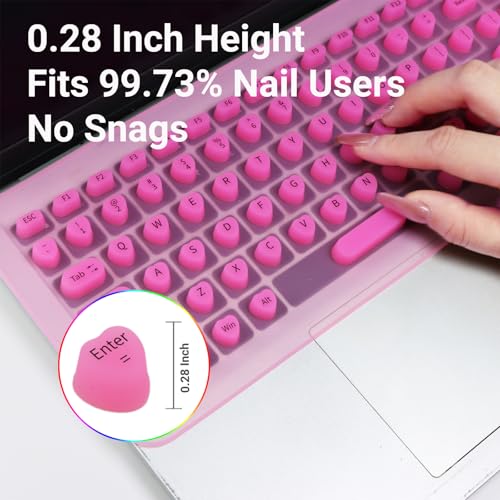 Long Nail Keyboard Stickers & Cover for Long Nails - 119 Keys Set, Fits 15-17 Inch Laptops, Portable Plastic Storage Case, Ideal Gift (White) - color: Grayish-white