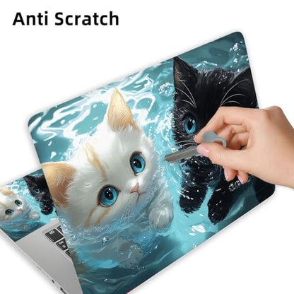 Aesthetic Laptop Skin Cover,12-15.6 Inch Universal Vinyl Sticker Decal,Waterproof Scratch-Resistant Notebook Wrap,Removable Residue-Free Protector,Cute Cats Swimming - color: Cute Cats Swimming