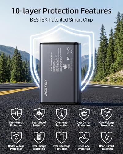 BESTEK 150W Power Inverter 11-17V, 30W USB-C, 18W USB-A Car Charger Adapter | 12V DC to 110V AC Converter, Vehicle Cigarette Lighter Plug Outlet, 10 Layer Protection, ETL Certified, Aluminum Housing-Gray - color: Gray