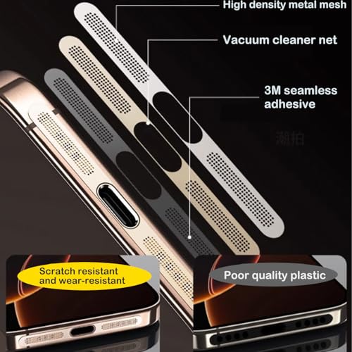 8 Packs New Dust Plug for iPhone 17 16 15 Series, USB C Cover Cap, USB C Port Cleaner, Phone Speaker Cover, with Cleaning Kit, Golden (Type C-17)