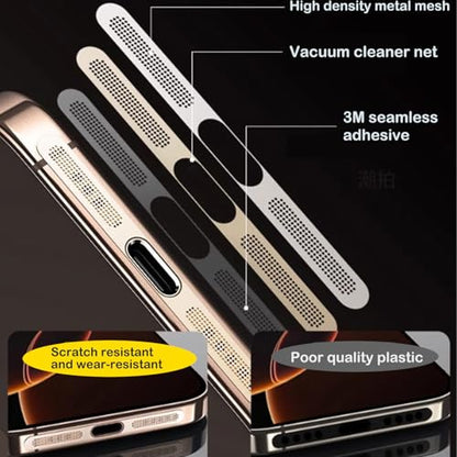 8 Packs New Dust Plug for iPhone 17 16 15 Series, USB C Cover Cap, USB C Port Cleaner, Phone Speaker Cover, with Cleaning Kit, Golden (Type C-17)
