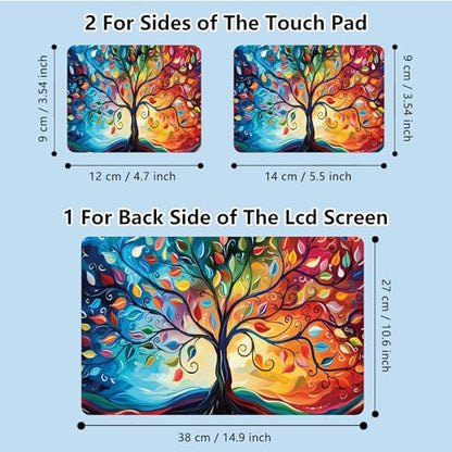 Universal Laptop Skin Sticker with 2 Wrist Pad Skins, Waterproof Scratch Resistant Vinyl Laptop Cover Decal, Cut to Fit for 11–15.6 Inch MacBook HP Dell Lenovo, Elegant Colorful Tree - color: Elegant Colorful Tree