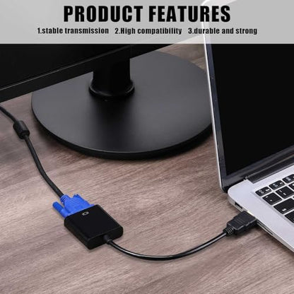 Yunsailing Digital Av to Vga Adapter Converter Bulk Gold Plated Black Video Cable Adapter Compatible with Raspberry Pi Computer Desktop Laptop Monitor HDTV Projector(10 Pack)
